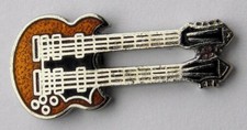 DOUBLE NECK GIBSON SG MUSIC ROCK ELECTRIC GUITAR LAPEL PIN 1 INCH picture
