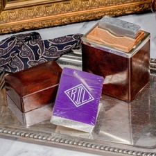 Refined Ralph Lauren Home Purple Label Wood Sterling Silver Box Playing Cards picture