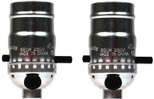 Silver Push Thru On/Off Lamp Repair Replacement Sockets, Medium Base, 2 Pack picture