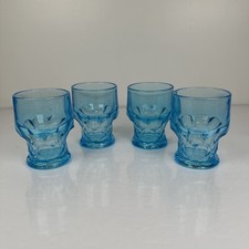 Set 4 VTG 1960’s VIKING GLASS Aqua Blue Honeycomb Georgian Glass Tumblers 5