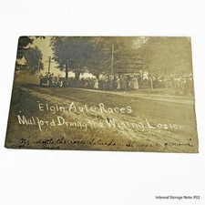 1910 Elgin Auto Races Postcard Mulford Driving Winning Lozier Illinois IL picture