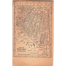 Antique 1889 Map of Nevada 1889 Pocket Map Engraving SAG4-H4 picture