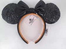 DisneyParks Minnie Mouse Ears Spider Web Halloween Black Headband 2026 picture