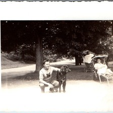 c1940s Boy Letterman W Sweatshirt Flat Coated Retriever Dog Carriage Photo 4