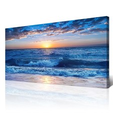 Wapluam Large Canvas Wall Art Blue Sea View Wave 30