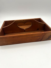 Vintage granny core handmade heart handle wood utility caddy 90s vintage picture