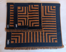 Vtg Yves Saint Laurent YSL Fieldcrest Navy Gold Geometric Towels Set of 3 picture