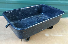 Graniteware Pan w/ Drain Spouts vintage spigot faucet blue speckled rectangle picture