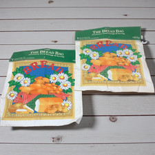 Lot 2 x Vintage NEW Bread Bags Toggle Drawstring Close Plastic Lined Trendtex picture