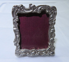 Pewter Embossed Elias Style Photo Picture Frame 1.5” x 1.25” Antique Easel picture