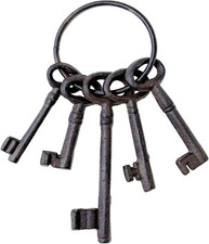 5 Pcs Vintage Skeleton Keys Set, Antique Iron Metal Old Keys Pirate Decor picture