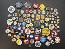 Huge Odd Lot Of 97 Pin Back Button Pins picture