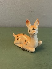 Vintage Japan Ceramic Minature Reclining Spotted Deer Fawn Figurine Retro MCM picture