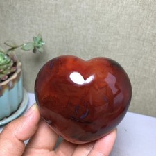 NATURAL red agate heart shaped Hand carved polished Crystal specimen 325g A4101 picture