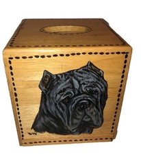 Vintage Hand Painted Cane Corso Dog Wood Tissue Box Cover picture