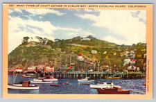 c1940s Avalon Bay Santa Catalina Island California Boats Longshaw Postcard picture