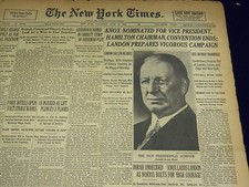 1936 JUNE 13 NEW YORK TIMES - KNOX NOMINATED FOR VICE PRESIDENT - NT 2108 picture