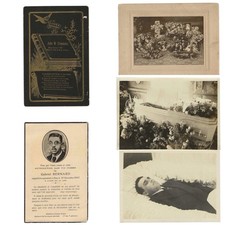 Antique Funeral Mourning Ephemera Photo Lot Open Casket Memorial  Post Mortem picture