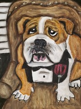 Godfather 13x19 Dog Pop Art Print Signed by Artist KSams Bulldog Collectible picture