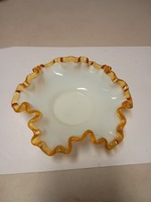  Fenton Ruffled Edge Bon Bon Candy Dish Gold Crest Vintage Great Find picture