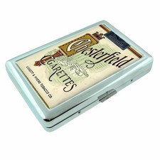 Vintage Classic Chesterfield Calligraphy Metal Silver Cigarette Case picture