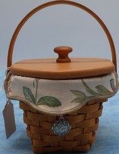 2001 Longaberger ACS Basket w/ Floral Liner Protector & Tie-On, Lid picture