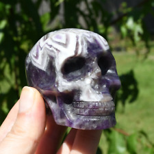 3in Chevron Dream Amethyst Crystal Skull, Realistic Gemstone Carving picture