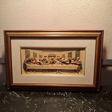 Vintage Last Supper 3D Relief Framed 10” X 15.5” Religious Wall Art Jesus picture