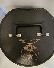 Masonic Shriner Fez Storage Case Black Faux Leather - Nice picture