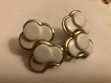 vintage estate white cabochon  clip on   earrings picture