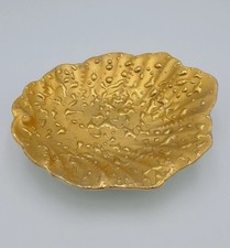 Vintage Weeping Gold 22K Dish | Hollywood Regency Leaf Bowl Counter Top Decor picture