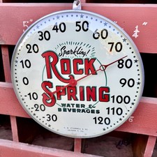 VINTAGE SPARKLING ROCK SPRING WATER & SODA POP BEVERAGES ADVERTISING THERMOMETER picture