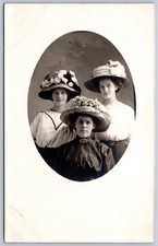 K41/ Interesting RPPC Postcard Americana c1910 People Women Large Hats 13 picture