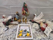 Vintage 1989 House of Hatten 12 Days of Christmas Ornaments Lot & Jan Brett Book picture