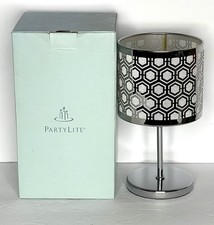 PartyLite Enchanted Silver Candle Lamp Geometric Silhouette Votive P90999 picture
