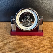 Bulova B7520 Largo Desk Clock - Mahogany Skeleton Mechanical Gear - WORKING  picture