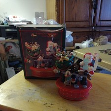 1993 Enesco multi action musical box WEIGHING FOR THE HOLIDAYS WORKS GREAT W/BOX picture