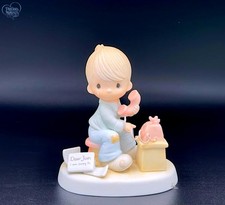Precious Moments Vintage Boy Figurine on Phone with Apology Note picture