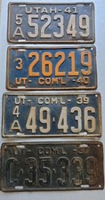 1937,1939,1940,1941 UTAH 4 Commercial License Plates -Original picture