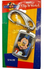 Vintage 90s Mickey Mouse Kids Clip It Watch Key Ring Keychain NOS New Battery picture