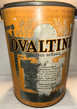 Antique 1939 OVALTINE FOOD BEVERAGE Wander Company Chicago Tin 4LB Hospital Size picture