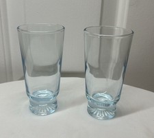 Vtg Lot Of 2 MCM Blue Duz Crystal Star Sapphire Shot Glasses Cordial 4 oz picture