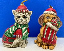 Vintage LaVie (La Vie) Christmas Puppy and Kitten Ornaments picture