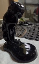 Vintage Mid Century Modern (MCM) Ceramic Black Panther Fishbowl Stand picture