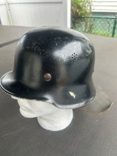 Postwar German Firemans Helmet w/ Havelock- $99.99 Buy It Now picture