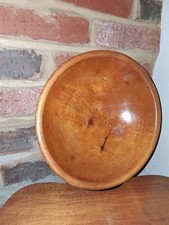 Antique Vtg Wooden Dough or Display Bowl raised rim handmade honey color OOAK picture